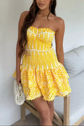 Sunlit Embroidered Strapless Mini Dress