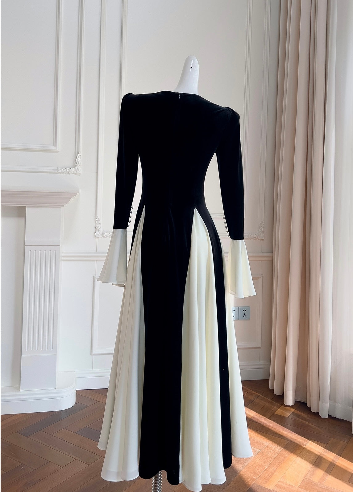Flare Elegance in Monochrome Maxi Dress