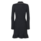 Marina Luxe Wool Knit Sequin Ruffle Mini Dress